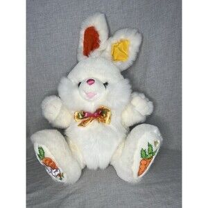 Dan Dee Hoppy Hopster Large Plush Easter Bunny White Embroidered Stuffed Animal